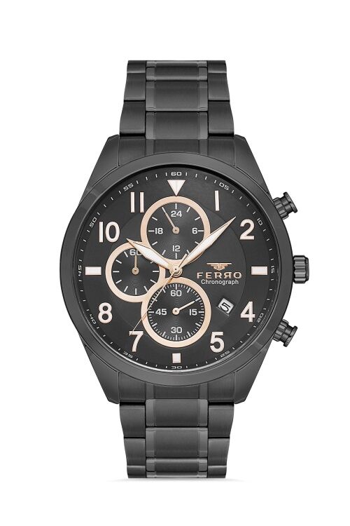 Ferro FM31454A-V Quartz Çelik Siyah 44 mm Erkek Kol Saati