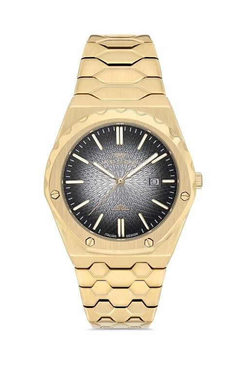 Ferro Sarı Çelik Kordon Erkek Kol Saati FM40133A-B2 Tüm Fonksiyonlar Aktif 3 ATM Su Geçirmez