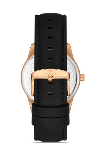 Ferro F11368B-R3 Quartz Deri Siyah Lacivert Kadran 41 mm Erkek Kol Saati