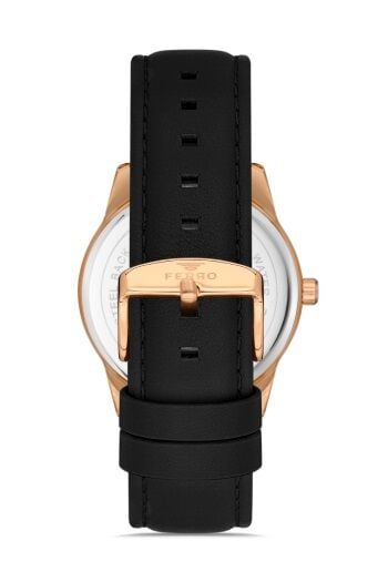 Ferro F11368B-R3 Quartz Deri Siyah Lacivert Kadran 41 mm Erkek Kol Saati