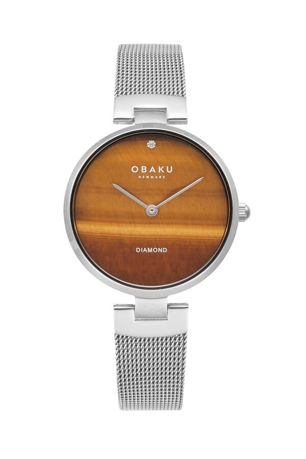Obaku Denmark V256LHCNMC-DTED Quartz Hasır Gri Kahverengi  Kadran 32 mm Kadın Kol Saati