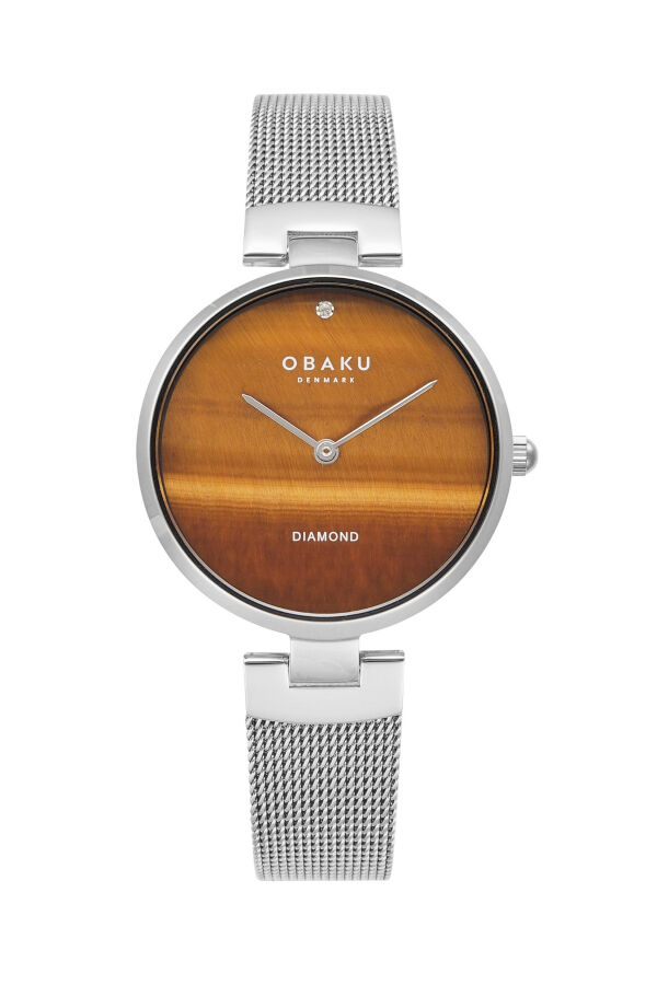 Obaku Denmark V256LHCNMC-DTED Quartz Hasır Gri Kahverengi  Kadran 32 mm Kadın Kol Saati