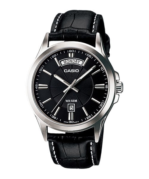 Casio MTP-1381L-1AVDF Quartz Deri Siyah 40 mm Erkek Kol Saati