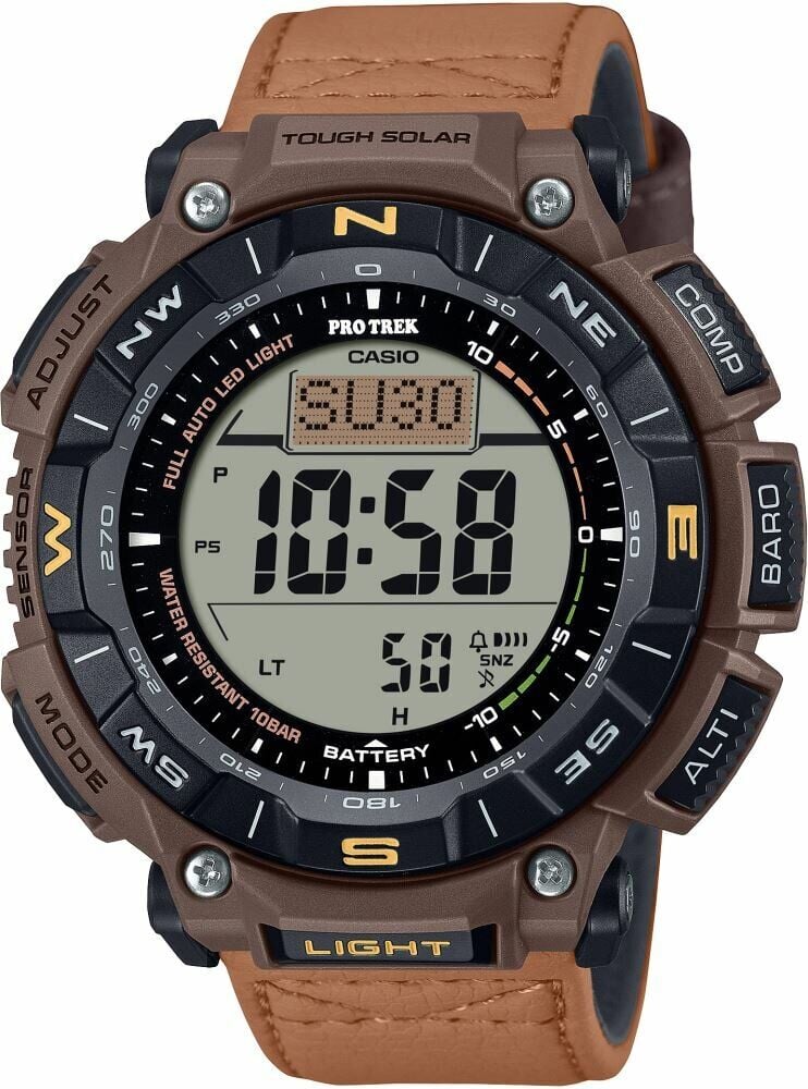 Casio PRG-340L-5DR Dijital Kahve Deri Kordon 10 ATM 52 mm Erkek Kol Saati