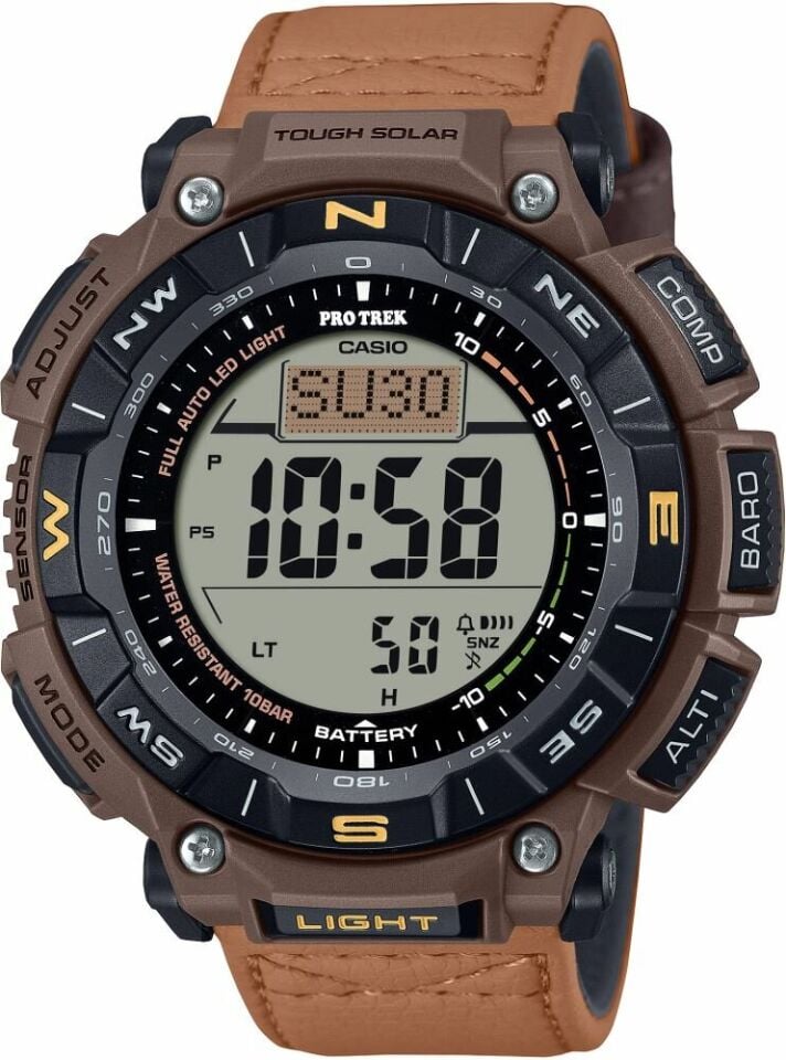 Casio PRG-340L-5DR Dijital Kahve Deri Kordon 10 ATM 52 mm Erkek Kol Saati