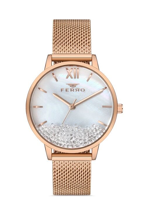 Ferro 32 mm Rose Hasır Kordon Kadın Kol Saati F21934C-C F21934C-C