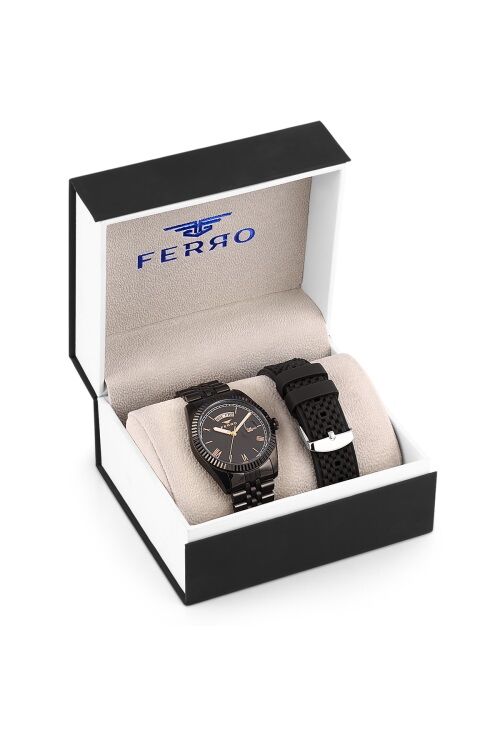 Ferro F11130DA-G Quartz Çift Kordonlu Mineral 3 ATM 41 mm Erkek Kol Saati