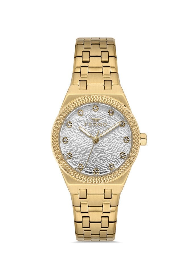 Ferro Sarı Çelik Kordon Kadın Kol Saati FL40146A-B 3ATM Su Geçirmez 2 Yıl Garantili HediyePaketli