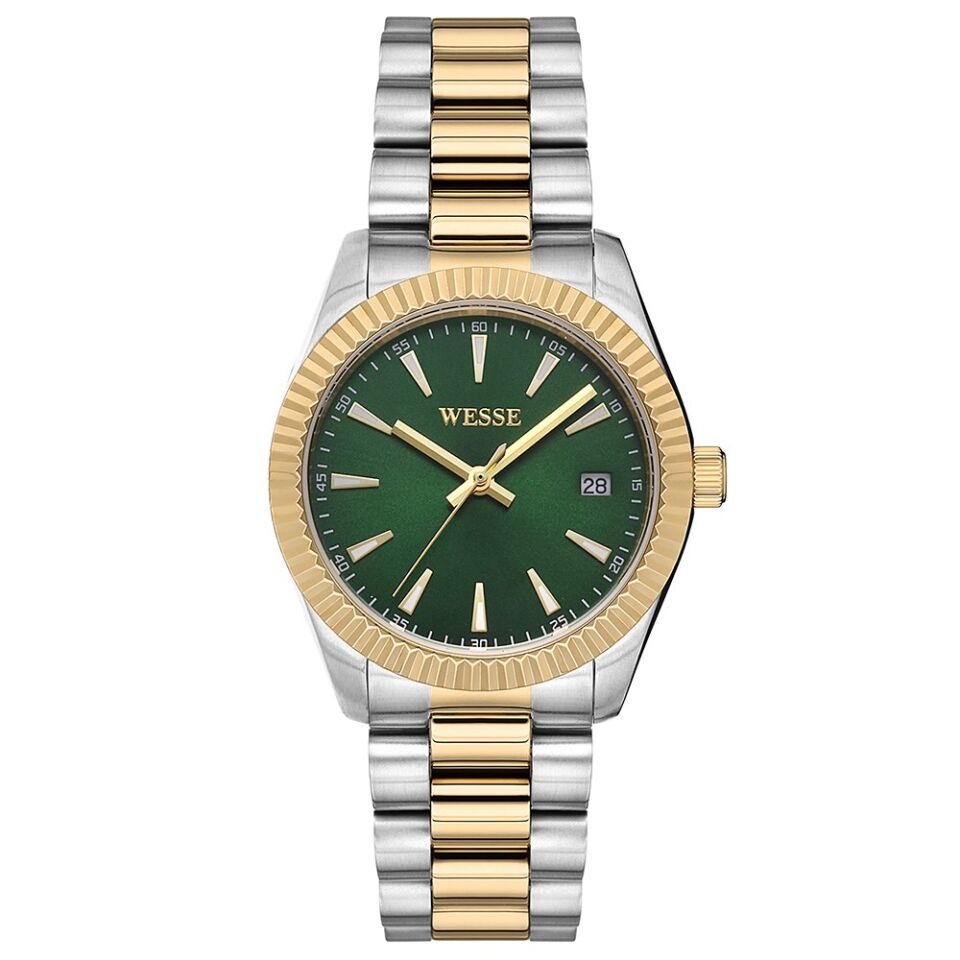 Wesse WWL301908 Quartz Çelik Altın/Gri Yeşil Kadran 35 mm Kadın Kol Saati