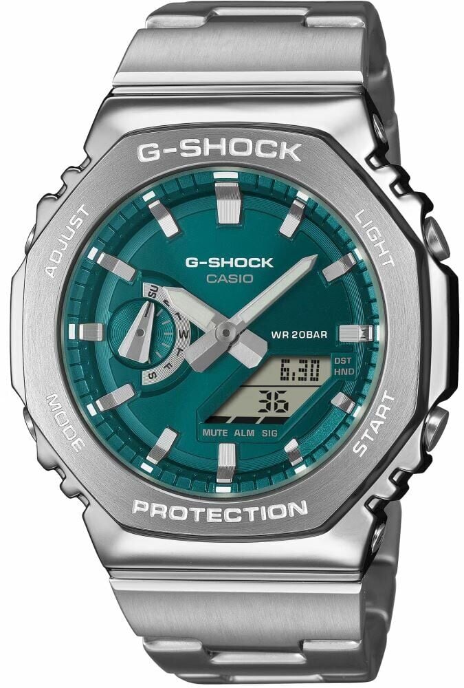Casio GM-2110D-3A1DR Quartz Çelik Gri Yeşil Kadran 20 ATM 44 mm Erkek Kol Saati