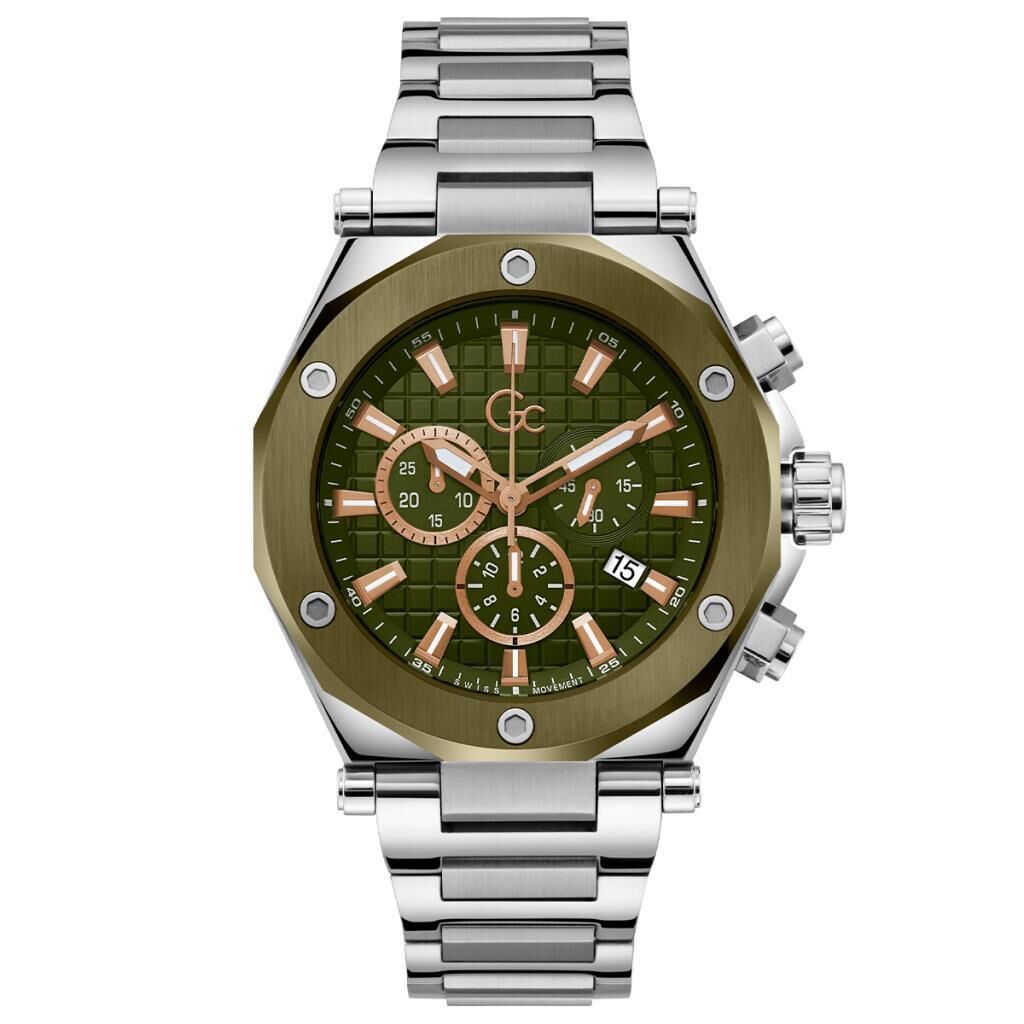 Guess Collection GCZ18004G9MF Quartz Çelik Gri Yeşil Kadran 10 ATM 44 mm Erkek Kol Saati