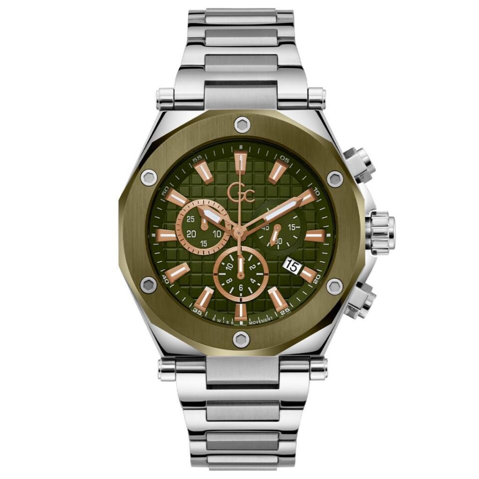 Guess Collection GCZ18004G9MF Quartz Çelik Gri Yeşil Kadran 10 ATM 44 mm Erkek Kol Saati