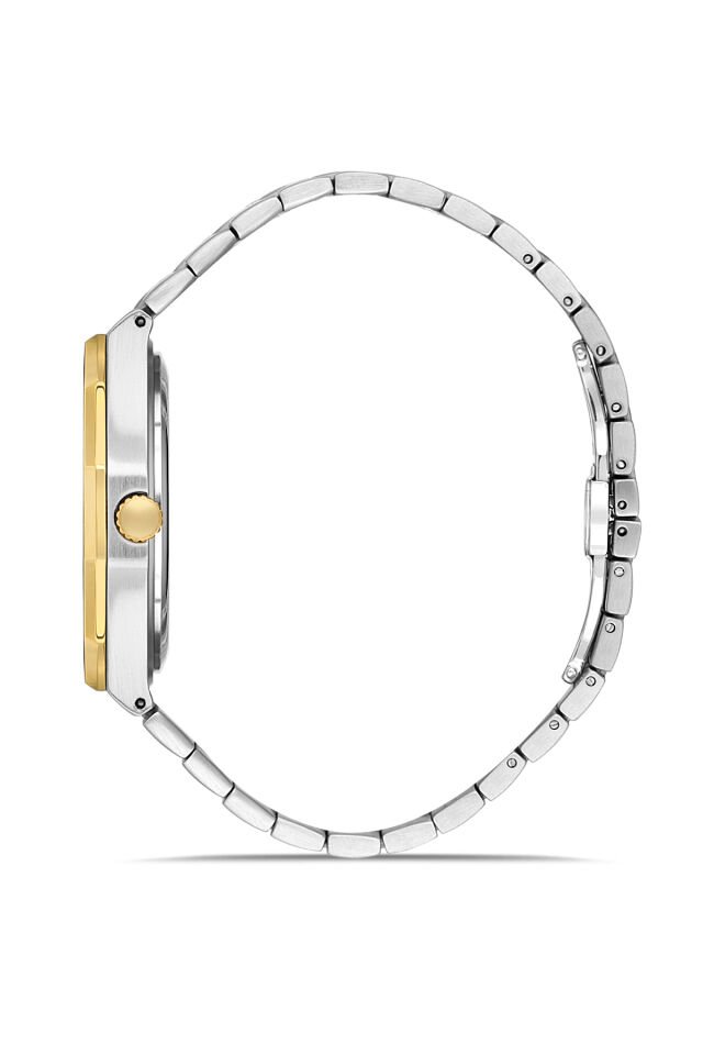 Ferro Sarı ve Gümüş Çelik Kordon Erkek Kol Saati FM43015A-A Tüm Fonksiyonlar Aktif 3 ATM Su Geçirmez