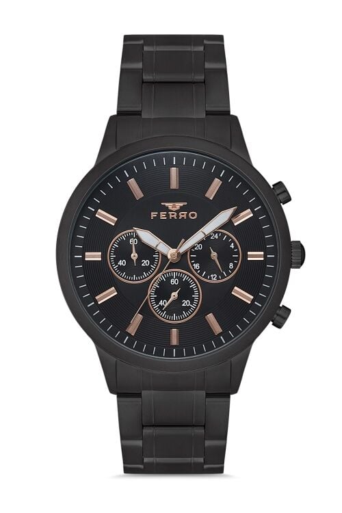 Ferro FM11145A-G Quartz Çelik Siyah 45 mm Fonksiyonları Aktif Erkek Kol Saati
