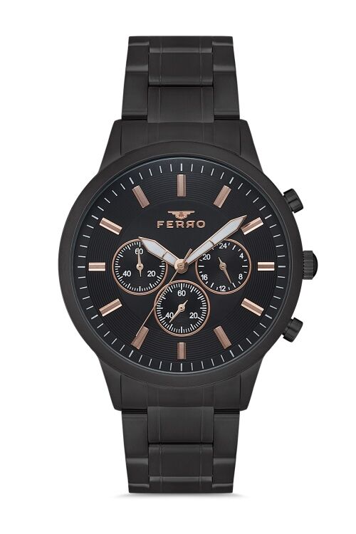 Ferro FM11145A-G Quartz Çelik Siyah 45 mm Fonksiyonları Aktif Erkek Kol Saati
