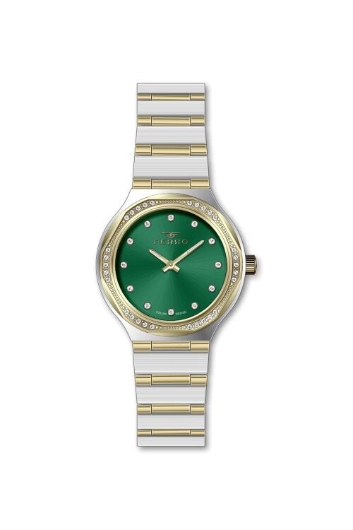 Ferro Sarı ve Gümüş Çelik Kordon Kadın Kol Saati FL40140A-D6 3ATM Su Geçirmez 2 Yıl Garantili