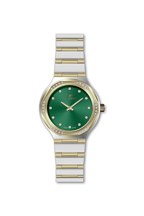 Ferro Sarı ve Gümüş Çelik Kordon Kadın Kol Saati FL40140A-D6 3ATM Su Geçirmez 2 Yıl Garantili