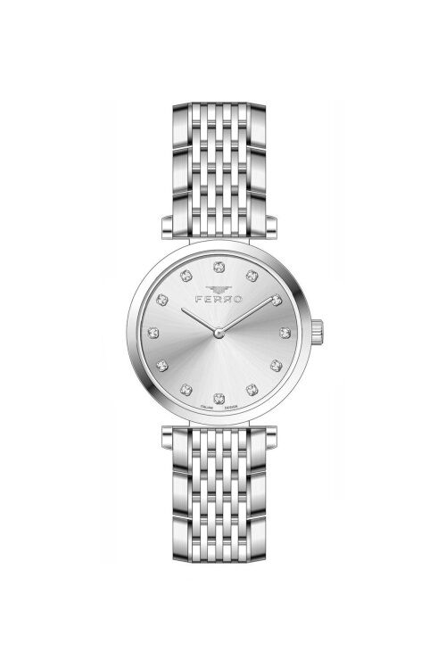 Ferro Gümüş Çelik Kordon Kadın Kol Saati FL43020A-A 3ATM Su Geçirmez 2 Yıl Garantili HediyePaketli