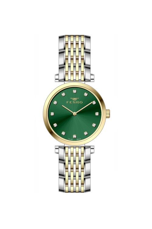 Ferro Sarı ve Gümüş Çelik Kordon Kadın Kol Saati FL43020A-D6 3ATM Su Geçirmez 2 Yıl Garantili