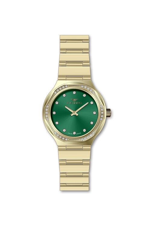 Ferro Sarı Çelik Kordon Kadın Kol Saati FL40140A-B6 3ATM Su Geçirmez 2 Yıl Garantili HediyePaketli