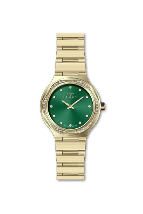 Ferro Sarı Çelik Kordon Kadın Kol Saati FL40140A-B6 3ATM Su Geçirmez 2 Yıl Garantili HediyePaketli