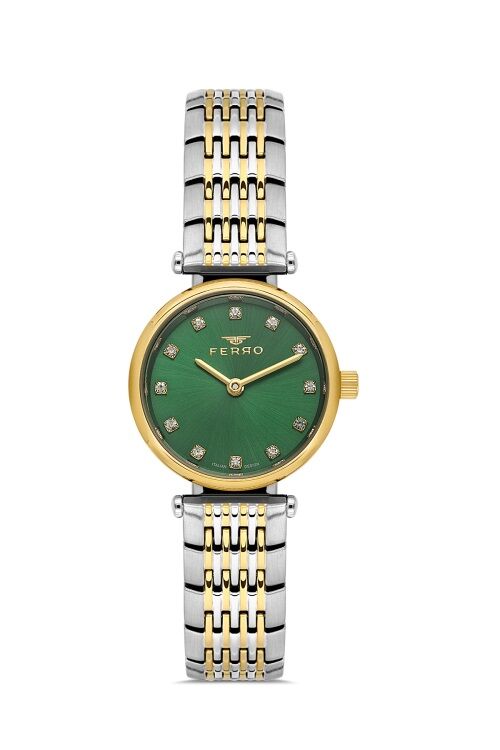 Ferro Sarı ve Gümüş Çelik Kordon Kadın Kol Saati FL43020A-D6 3ATM Su Geçirmez 2 Yıl Garantili