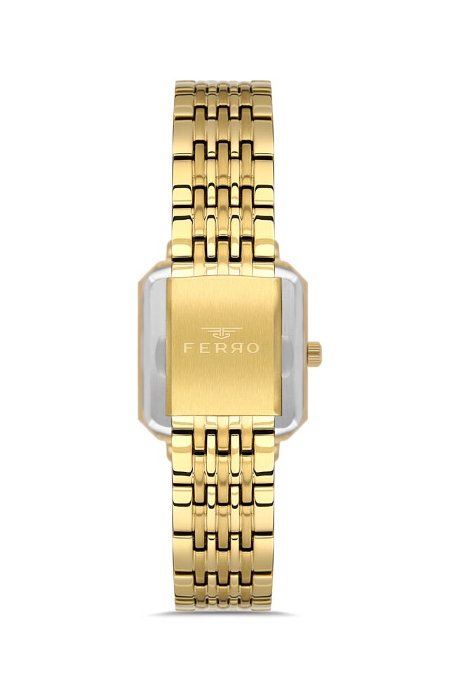 Ferro FL40142A-B6 Quartz Çelik Altın Rengi Yeşil Kadran 26 mm Kadın Kol Saati