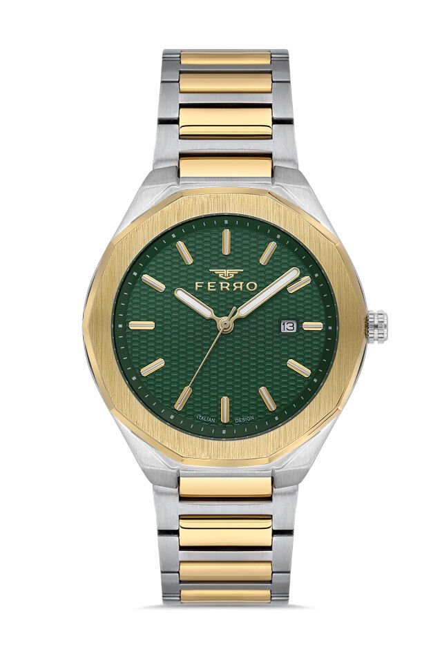 Ferro Sarı ve Gümüş Çelik Kordon Erkek Kol Saati F11535A-D6 3ATM Su Geçirmez 2 Yıl Garantili