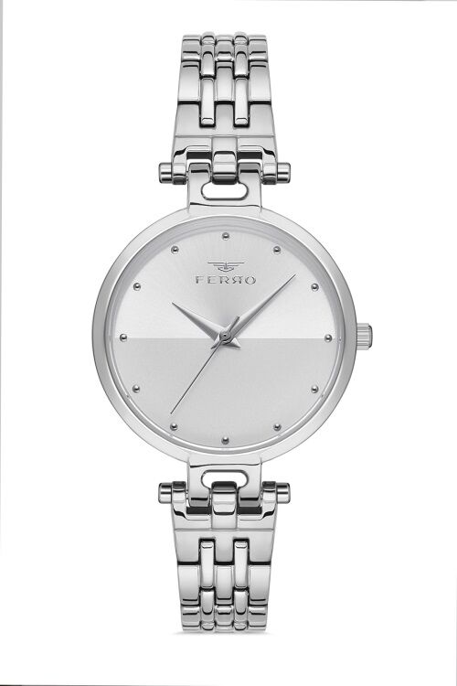 Ferro 34 mm Gümüş Çelik Kordon Kadın Kol Saati F21203A-A F21203A-A