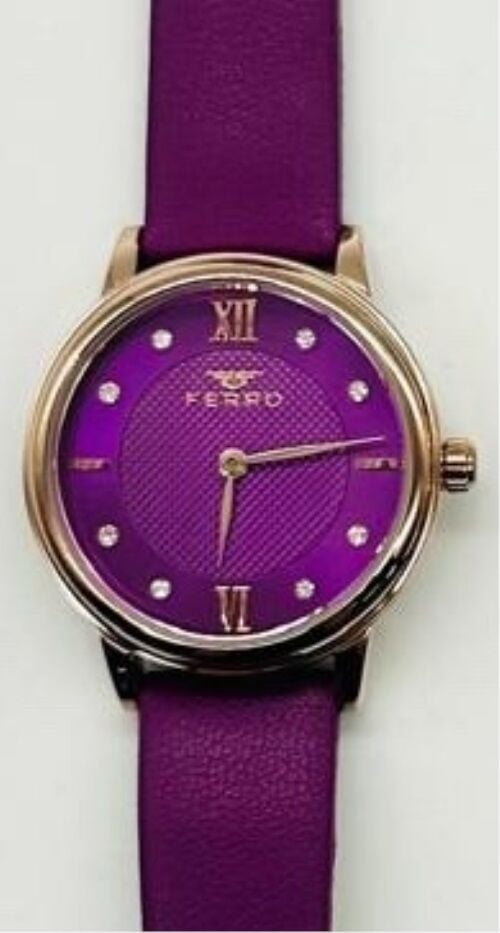 Ferro Mor Deri Kordon Kadın Kol Saati F21195BWT-ZC 3ATM Su Geçirmez 2 Yıl Garantili HediyePaketli