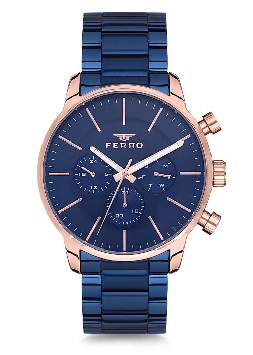 Ferro 44 mm Lacivert Çelik Kordon Erkek Kol Saati FM3774A-T FM3774A-T