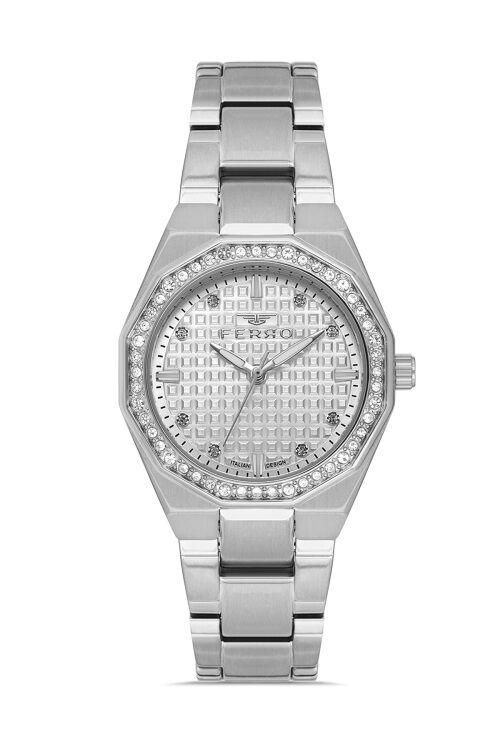 Ferro Gümüş Çelik Kordon Kadın Kol Saati FL40134A-A 3ATM Su Geçirmez 2 Yıl Garantili HediyePaketli