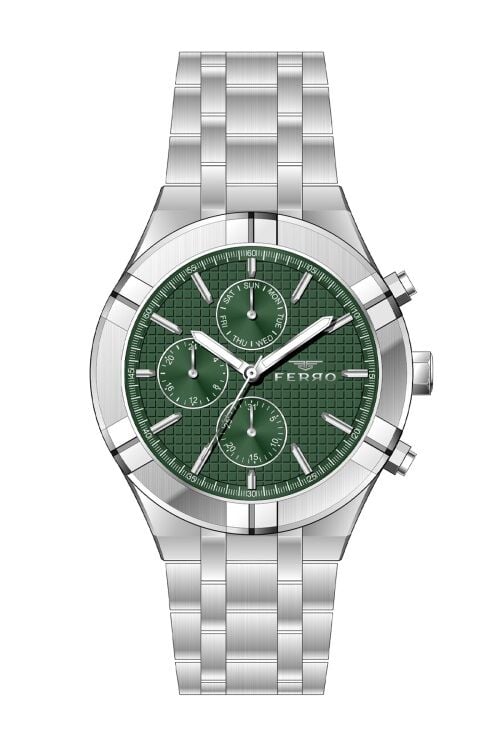 Ferro Gümüş Çelik Kordon Erkek Kol Saati FM11378AWT-A6 Fonksiyonları Aktif 3ATM Su Geçirmez