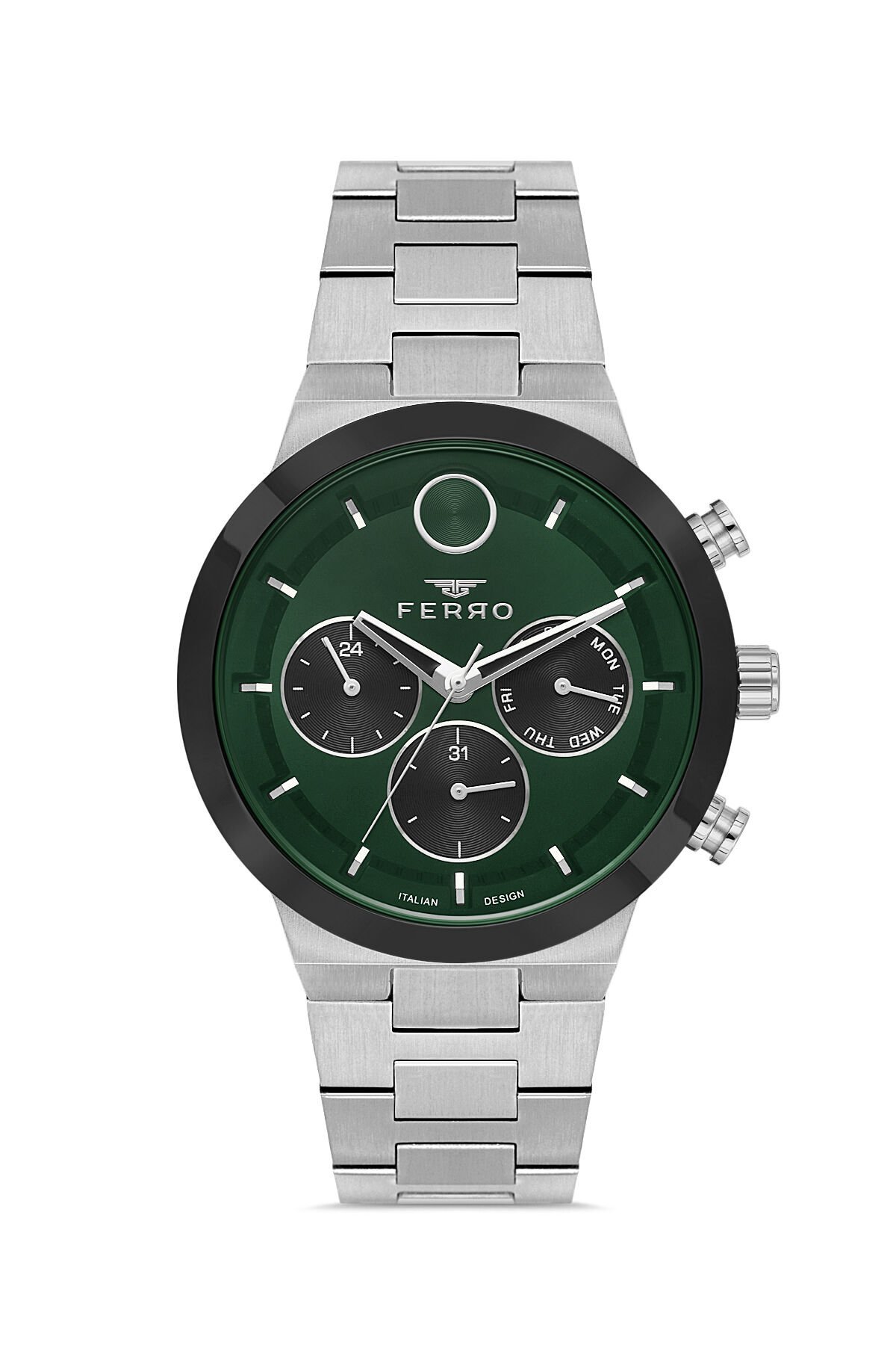 Ferro Gümüş Çelik Kordon Erkek Kol Saati FM11568AWT-J6 Fonksiyonları Aktif 3 ATM Su Geçirmez