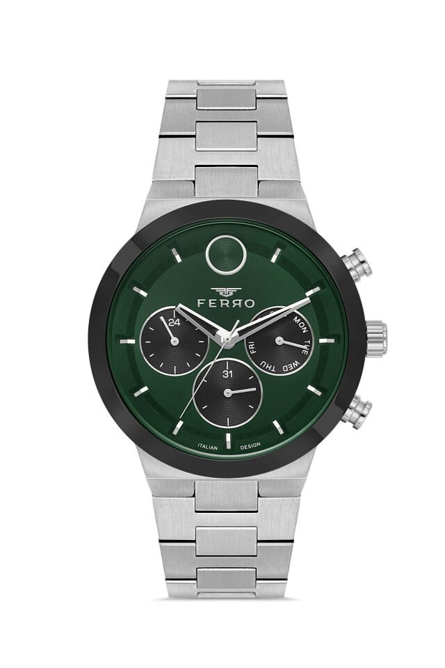 Ferro Gümüş Çelik Kordon Erkek Kol Saati FM11568AWT-J6 Fonksiyonları Aktif 3 ATM Su Geçirmez