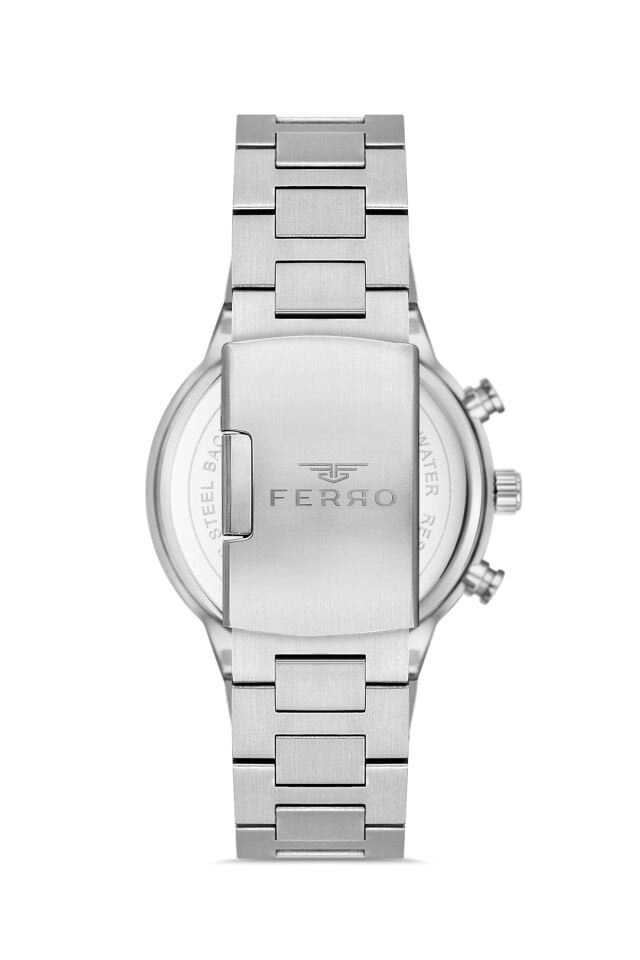 Ferro Gümüş Çelik Kordon Erkek Kol Saati FM11568AWT-J6 Fonksiyonları Aktif 3 ATM Su Geçirmez