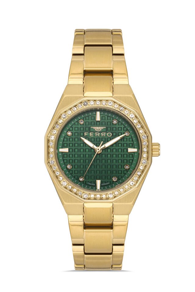 Ferro Sarı Çelik Kordon Kadın Kol Saati FL40134A-B6 3ATM Su Geçirmez 2 Yıl Garantili HediyePaketli