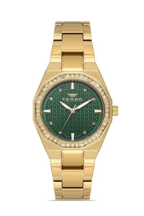 Ferro Sarı Çelik Kordon Kadın Kol Saati FL40134A-B6 3ATM Su Geçirmez 2 Yıl Garantili HediyePaketli