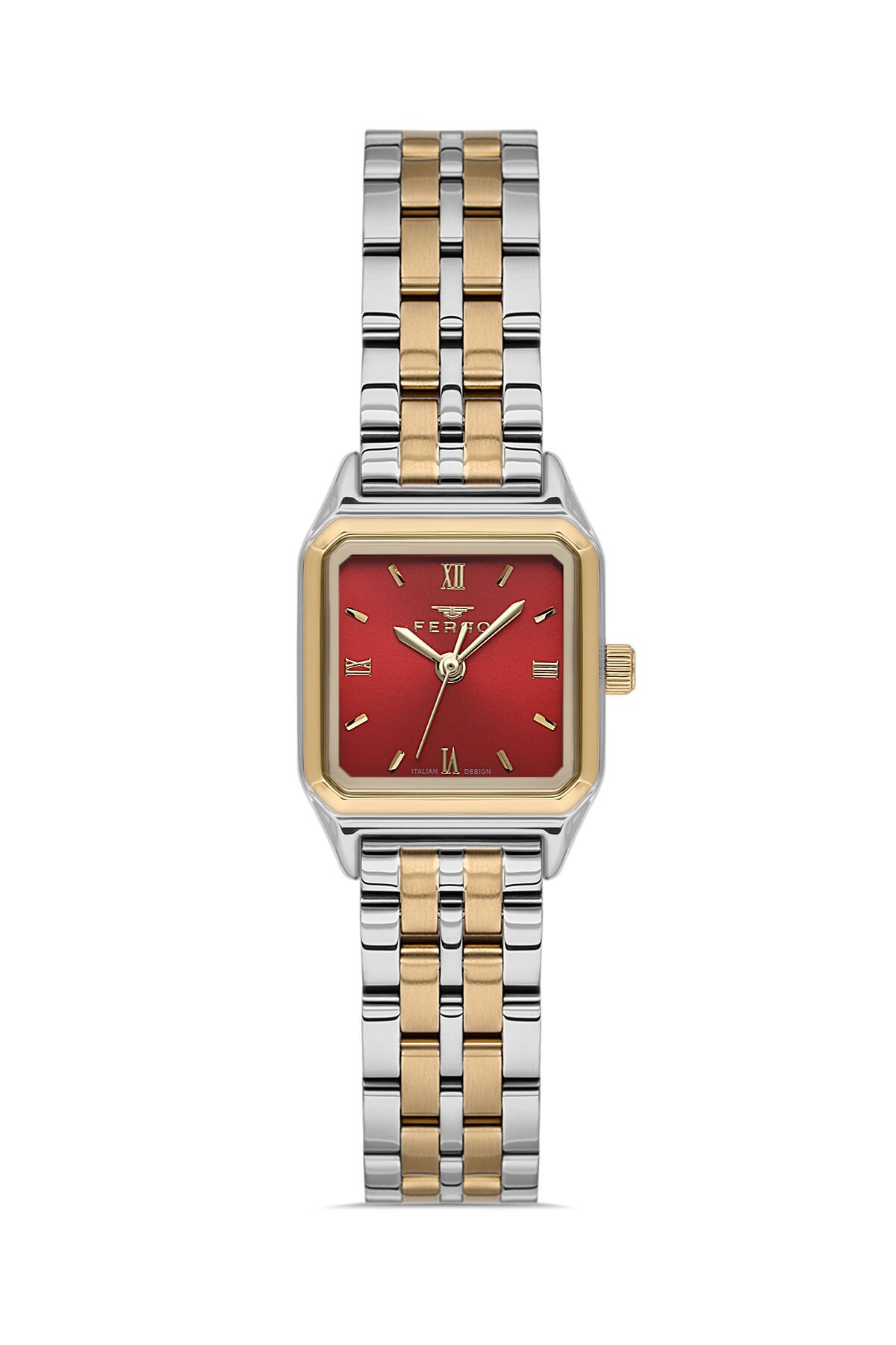 Ferro FL40148A-D8 Quartz Çelik Gri Kırmızı Kadran 21 mm Kadın Kol Saati