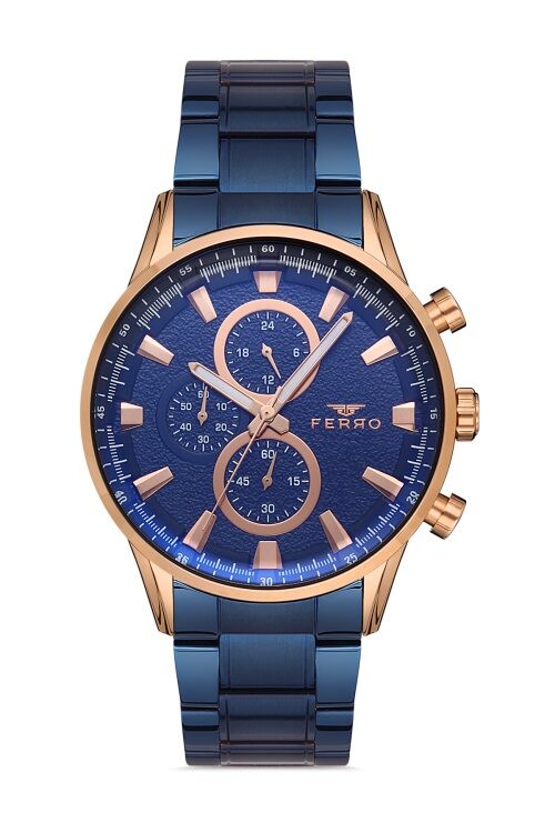 Ferro FM11225A-T Quartz Çelik Lacivert 44 mm Fonksiyonları Aktif Erkek Kol Saati
