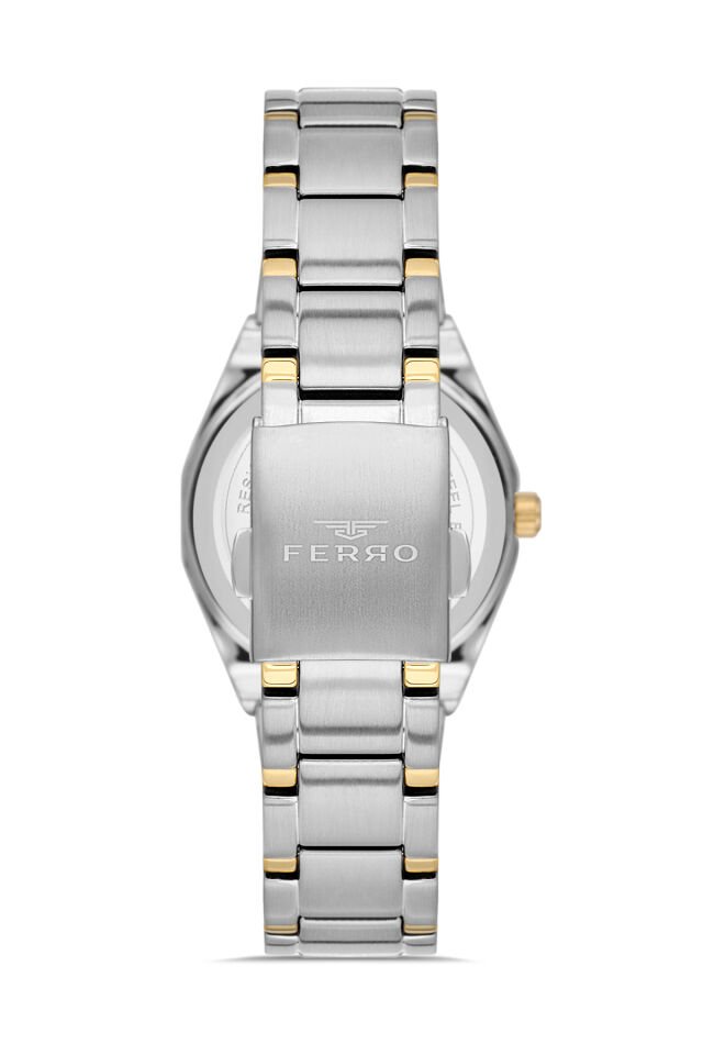 Ferro Sarı ve Gümüş Çelik Kordon Kadın Kol Saati FL40134A-D6 3ATM Su Geçirmez 2 Yıl Garantili