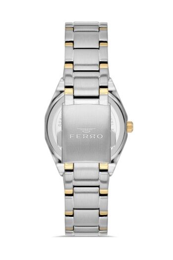 Ferro Sarı ve Gümüş Çelik Kordon Kadın Kol Saati FL40134A-D6 3ATM Su Geçirmez 2 Yıl Garantili