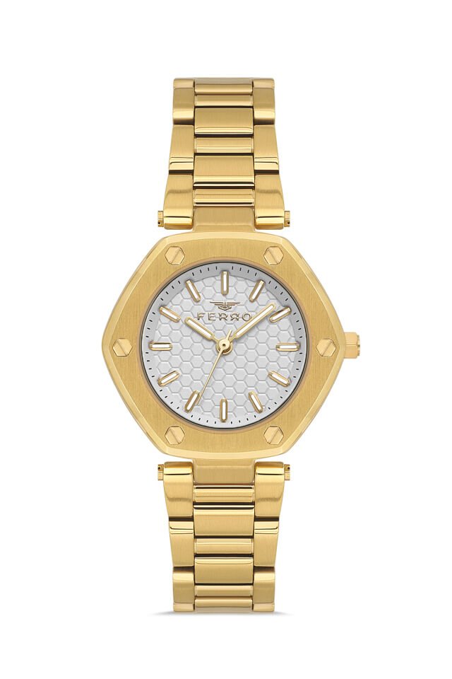 Ferro FL43006A-B Quartz Çelik Altın Rengi 32 mm Kadın Kol Saati