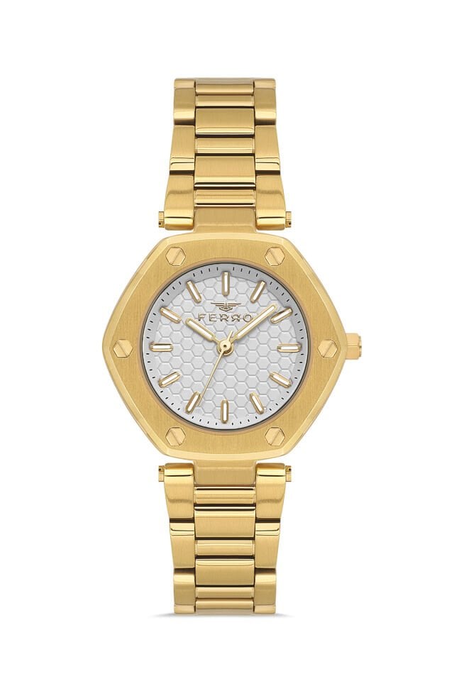 Ferro FL43006A-B Quartz Çelik Altın Rengi 32 mm Kadın Kol Saati