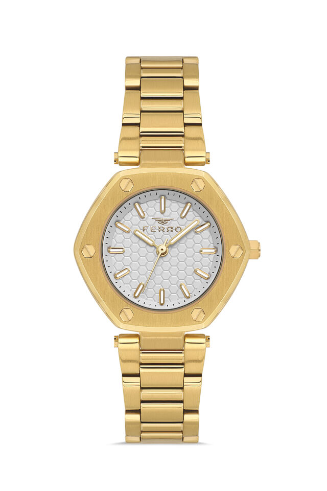 Ferro FL43006A-B Quartz Çelik Altın Rengi 32 mm Kadın Kol Saati