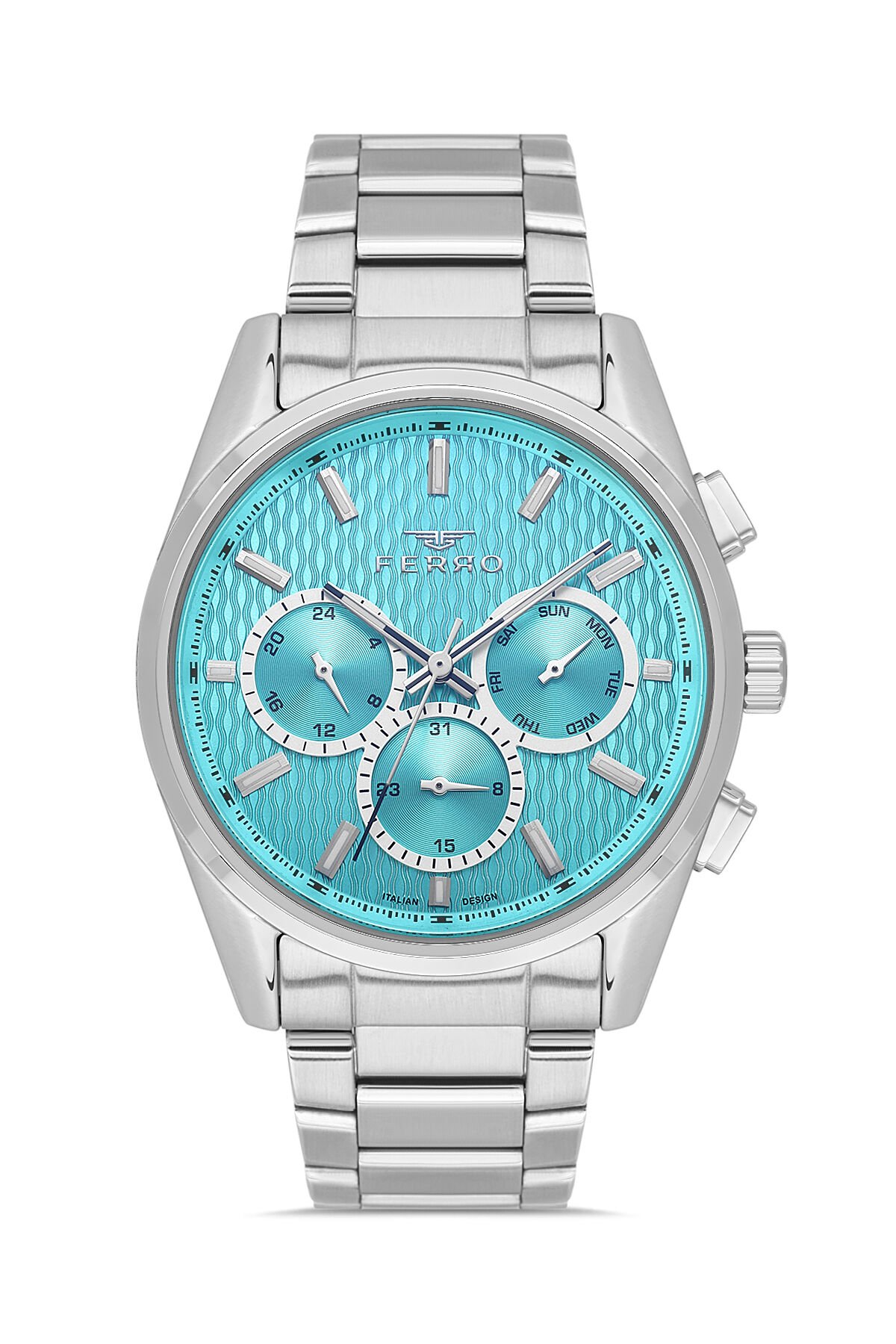 Ferro Gümüş Çelik Kordon Erkek Kol Saati FM43031A-A15 Tüm Fonksiyonlar Aktif 3ATM Su Geçirmez