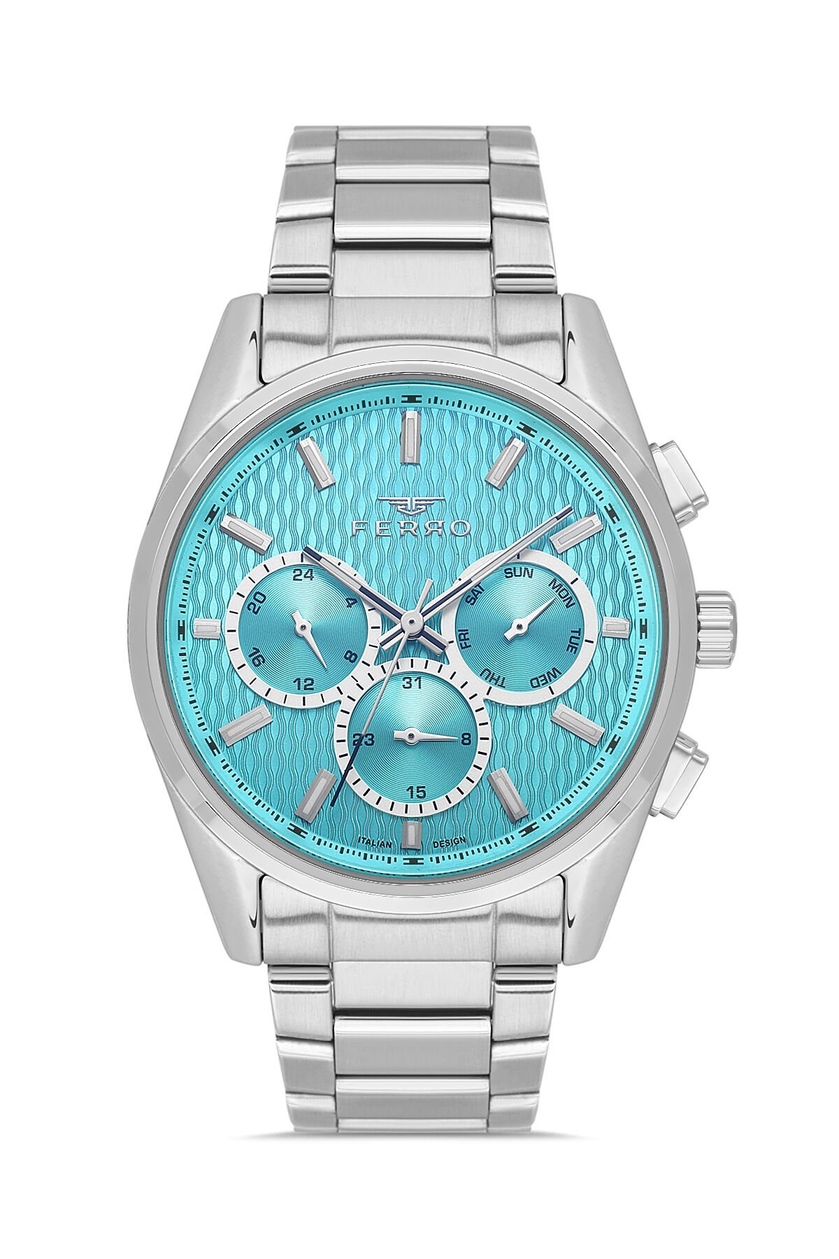 Ferro Gümüş Çelik Kordon Erkek Kol Saati FM43031A-A15 Tüm Fonksiyonlar Aktif 3ATM Su Geçirmez