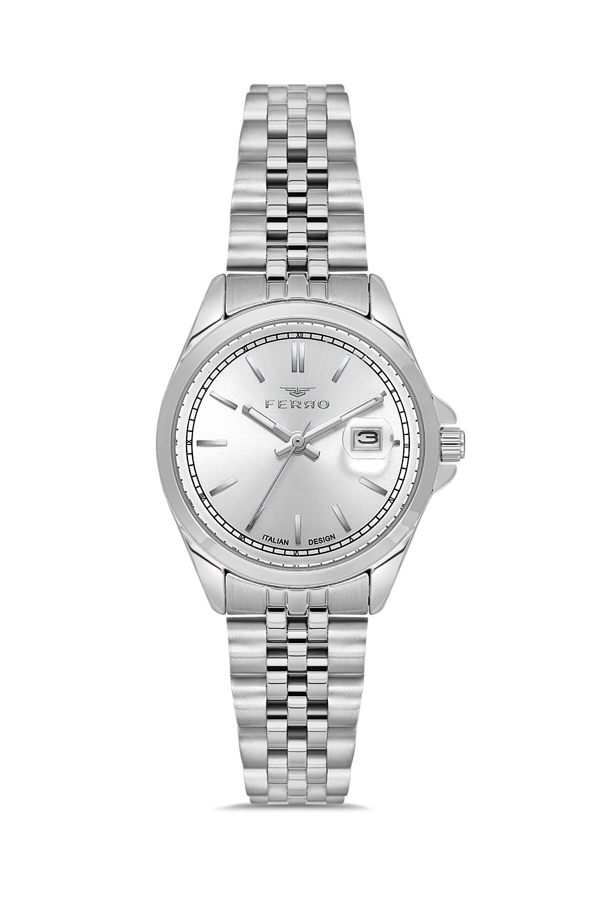 Ferro Gümüş Çelik Kordon Kadın Kol Saati FL21542AWT-A 3ATM Su Geçirmez 2 Yıl Garantili HediyePaketli