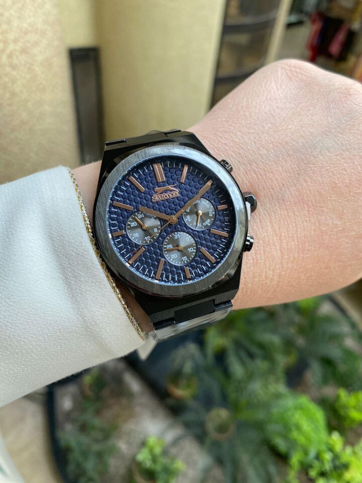 Slazenger SL.09.2137.2.03 Çelik Siyah 44 mm Erkek Kol Saati