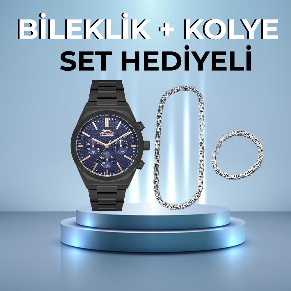 Slazenger SL.09.2137.2.03 Çelik Siyah 44 mm Erkek Kol Saati